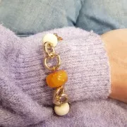 Cuenta arandela de resina opaca 14x8 mm - Ecru x1