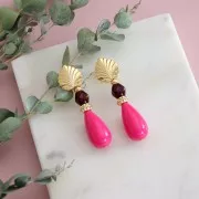 Cuenta en forma de diamante con efecto facetado en resina - Lie de vin x1