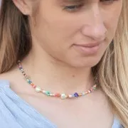 Cuentas arandalas Heishi 3x1 mm - Multicolor pastel x39cm