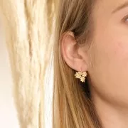 Ganchos pendientes flores 19x16 mm anilla abierta Chapado de Oro 3 micras x2