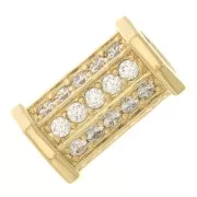 Cuenta cilindro con óxido de zirconio 15x9.5 mm - Crystal - Chapado de oro 3 micras x1