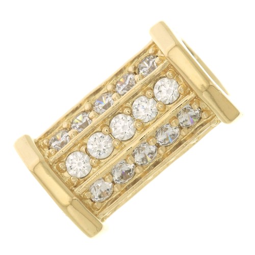 Cuenta cilindro con óxido de zirconio 15x9.5 mm - Crystal - Chapado de oro 3 micras x1