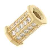 Cuenta cilindro con óxido de zirconio 15x9.5 mm - Crystal - Chapado de oro 3 micras x1