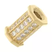 Cuenta cilindro con óxido de zirconio 15x9.5 mm - Crystal - Chapado de oro 3 micras x1