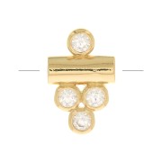 Cuenta tubo con 4 óxido de zirconio 11x7 mm - Crystal - Chapado de oro 3 micras x1|raw }}