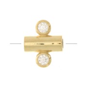 Cuenta tubo con 2 óxido de zirconio 9x7 mm - Crystal - Chapado de oro 3 micras x1|raw }}