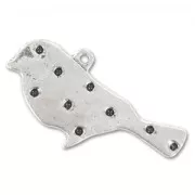 Dije pájaro 15 mm plateado envejecido x1