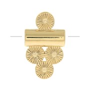 Tubo de perlas con 4 pequeños redondos rayas 12x7 mm - Chapado de oro 3 micras x1|raw }}