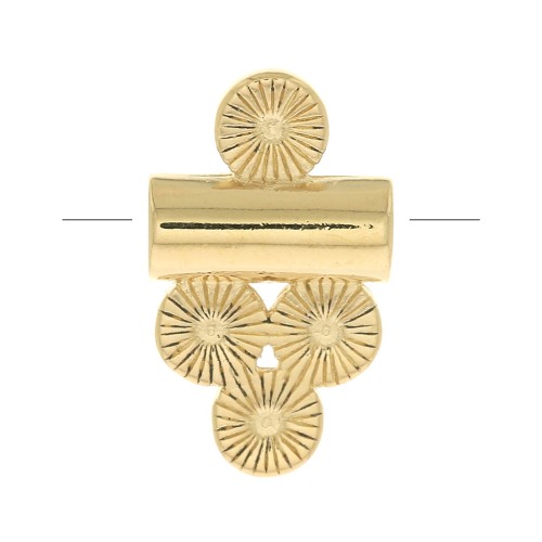 Tubo de perlas con 4 pequeños redondos rayas 12x7 mm - Chapado de oro 3 micras x1