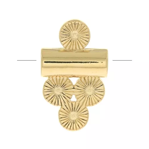 Tubo de perlas con 4 pequeños redondos rayas 12x7 mm - Chapado de oro 3 micras x1