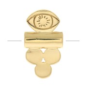 Tubo de perlas con 3 pequeños redondos y ojo 13x7 mm - Chapado de oro 3 micras x1