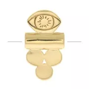 Tubo de perlas con 3 pequeños redondos y ojo 13x7 mm - Chapado de oro 3 micras x1