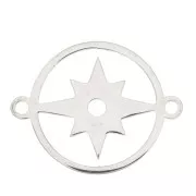 Entrepieza redonda con estrella del norte 15 mm- Acero inoxidable x1