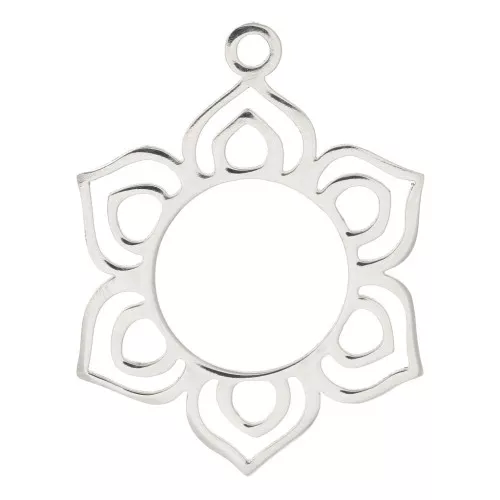 Colgante mandala calado 24x19 mm - Acero inoxidable x1