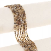 Cuentas Redondas facetadas 3 mm piedra gema ágata tintada - Marron x38cm