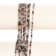 Cuentas redondas facetadas de 3 mm de piedra preciosa: ágata teñida - Marrón x 37 cm