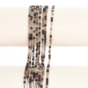 Cuentas redondas facetadas de 3 mm de piedra preciosa: ágata teñida - Marrón x 37 cm
