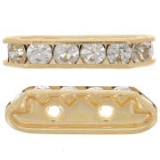 Rondel strass puente 21x6 mm dorado Crystal 2 agujeros x1|raw }}