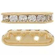 Rondel strass puente 21x6 mm dorado Crystal 2 agujeros x1