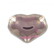 Corazón de cerámica 21 mm Silver Fuschia irisado x1