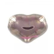 Corazón de cerámica 21 mm Silver Fuschia irisado x1