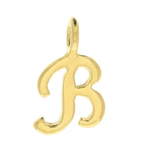 Dije letra alfabeto 10 mm - fuente cursiva - B - Chapado de Oro 3 micras x1