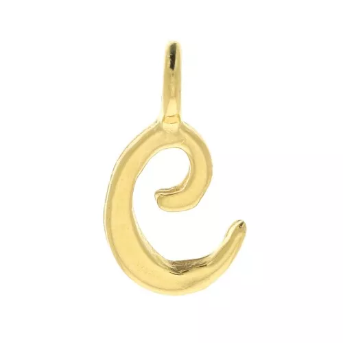 Dije letra alfabeto 10 mm - fuente cursiva - C - Chapado de Oro 3 micras x1