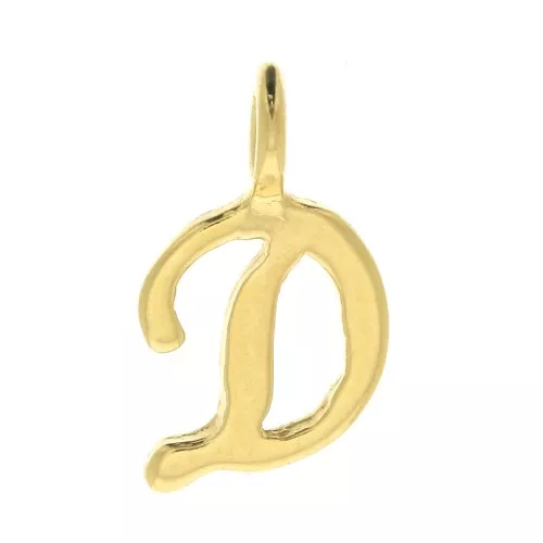 Dije letra alfabeto 10 mm - fuente cursiva - D - Chapado de Oro 3 micras x1