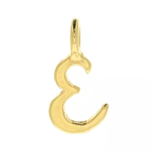 Dije letra alfabeto 10 mm - fuente cursiva - E - Chapado de Oro 3 micras x1