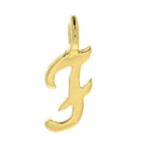 Dije letra alfabeto 10 mm - fuente cursiva - F - Chapado de Oro 3 micras x1