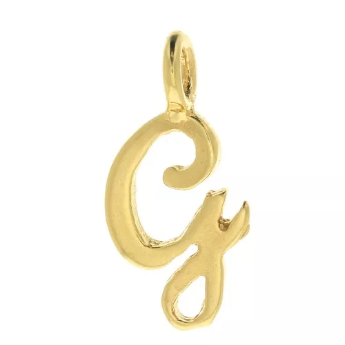 Dije letra alfabeto 12 mm - fuente cursiva - G - Chapado de Oro 3 micras x1