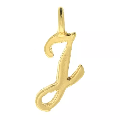 Dije letra alfabeto 12 mm - fuente cursiva - J - Chapado de Oro 3 micras x1