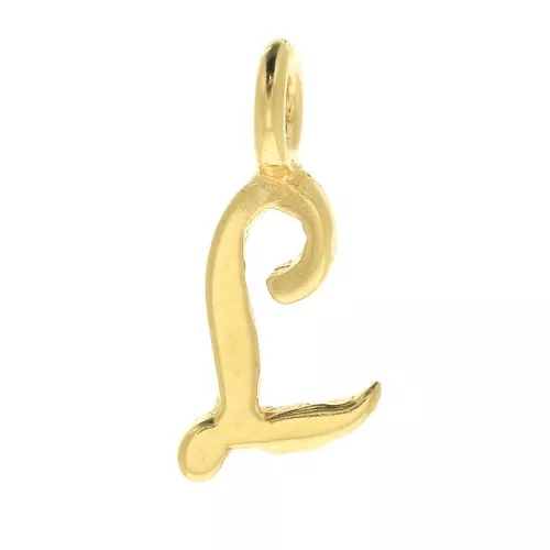 Dije letra alfabeto 10 mm - fuente cursiva - L - Chapado de Oro 3 micras x1