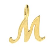 Dije letra alfabeto 10 mm - fuente cursiva - M - Chapado de Oro 3 micras x1|raw }}