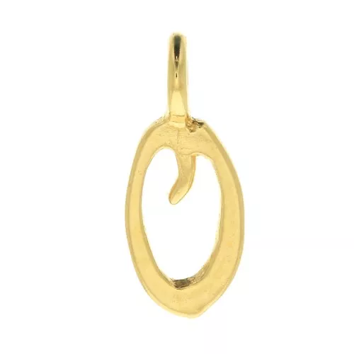 Dije letra alfabeto 10 mm - fuente cursiva - O - Chapado de Oro 3 micras x1