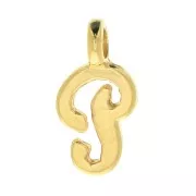 Dije letra alfabeto 10 mm - fuente cursiva - P - Chapado de Oro 3 micras x1