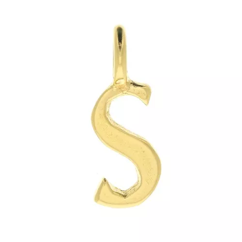 Dije letra alfabeto 10 mm - fuente cursiva - S - Chapado de Oro 3 micras x1