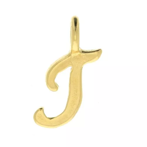 Dije letra alfabeto 10 mm - fuente cursiva - T - Chapado de Oro 3 micras x1