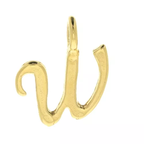 Dije letra alfabeto 10 mm - fuente cursiva - W - Chapado de Oro 3 micras x1