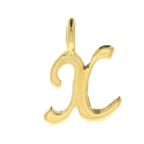 Dije letra alfabeto 10 mm - fuente cursiva - X - Chapado de Oro 3 micras x1
