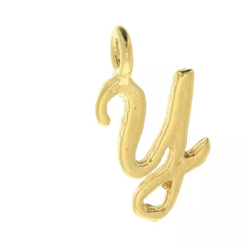 Dije letra alfabeto 12 mm - fuente cursiva - Y - Chapado de Oro 3 micras x1