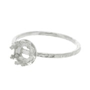 Anillo fino martillado para cabuchón 6 mm - Talla 57 - de Plata 925 x1|raw }}