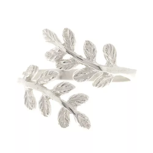 Anillo ajustable con ramas de olivo - Talla entre 52 y 58 - 925 Plata x1