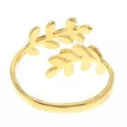 Anillo ajustable con ramas de olivo - Talla entre 52 y 58 - Dorado con oro fino x1