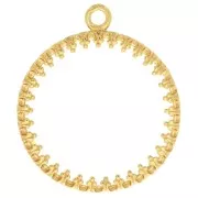 Colgante redondo trabajado para cabujón plano de 20 mm - Dorado 3 micras x1