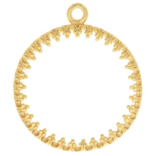Colgante redondo trabajado para cabujón plano de 20 mm - Dorado 3 micras x1