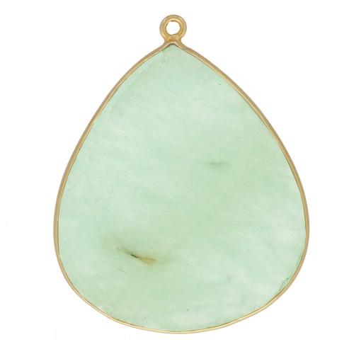 Colgante gota piedra gema 39x31 mm Plata 925 Dorado con oro fino - Amazonite x1