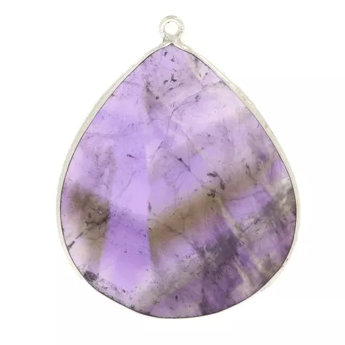 Colgante gota de piedra gema 39x31 mm - Plata 925 - Amethyste x1