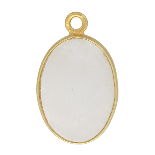 Colgante ovalado piedra gema18x11 mm Plata 925 Dorado con oro fino - Pierre de lune