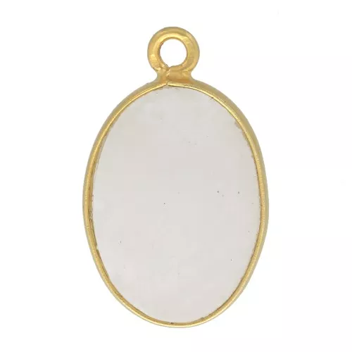 Colgante ovalado piedra gema18x11 mm Plata 925 Dorado con oro fino - Pierre de lune